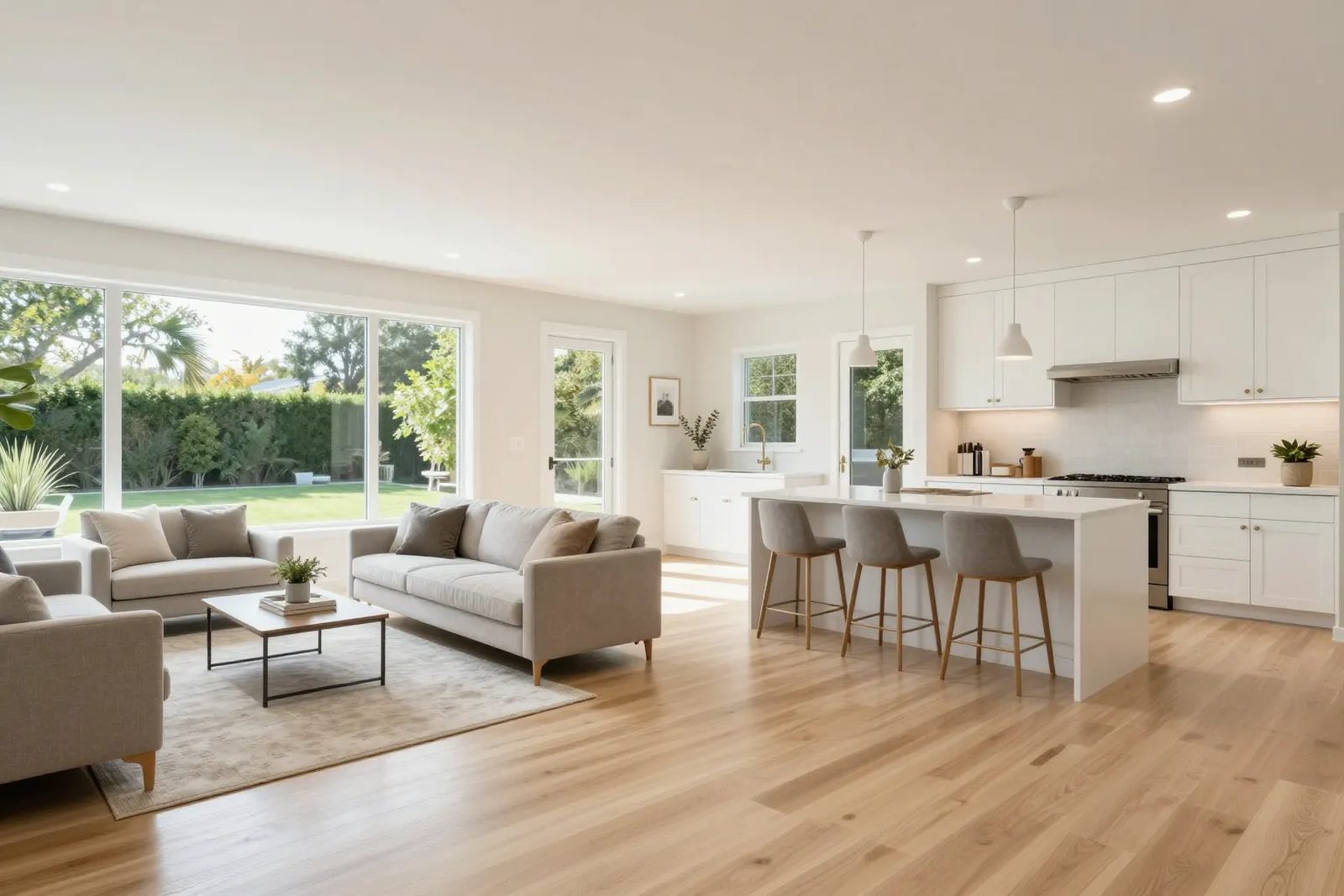 Bright, open-plan kitchen and dining area photographed for a Central Florida real estate listing